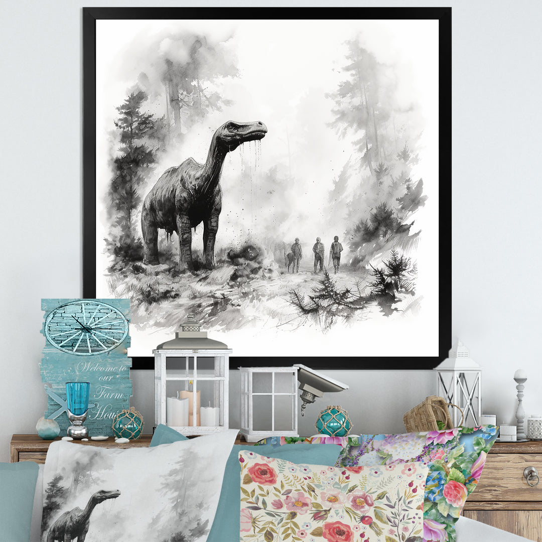 Impressionist Mesozoic pre historic landscape - Dinosaur Wall Art Prints
