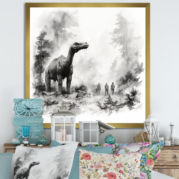 Impressionist Mesozoic pre historic landscape - Dinosaur Wall Art Prints