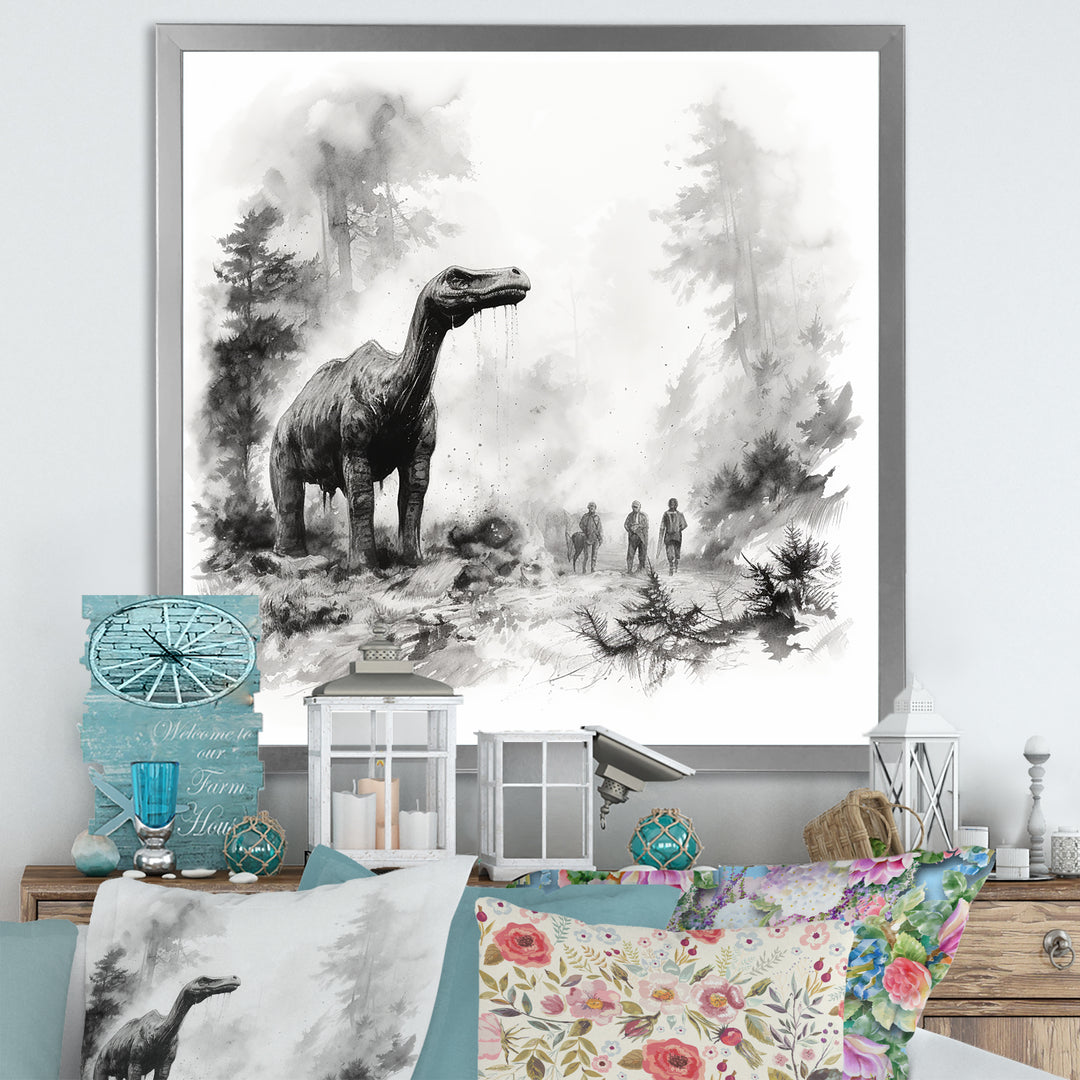 Impressionist Mesozoic pre historic landscape - Dinosaur Wall Art Prints