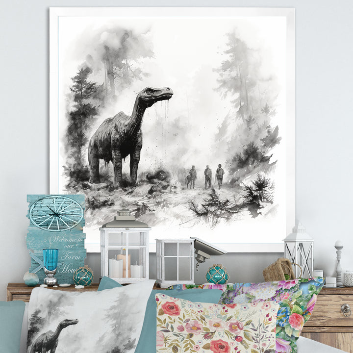 Impressionist Mesozoic pre historic landscape - Dinosaur Wall Art Prints