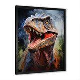 Blue and grey Prehistoric dinosaur giant portrait - Dinosaur Framed Canvas Art