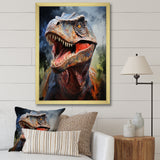 Blue and grey Prehistoric dinosaur giant portrait - Dinosaur Framed Canvas Art