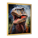 Blue and grey Prehistoric dinosaur giant portrait - Dinosaur Framed Canvas Art