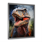 Blue and grey Prehistoric dinosaur giant portrait - Dinosaur Framed Canvas Art