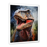 Blue and grey Prehistoric dinosaur giant portrait - Dinosaur Framed Canvas Art