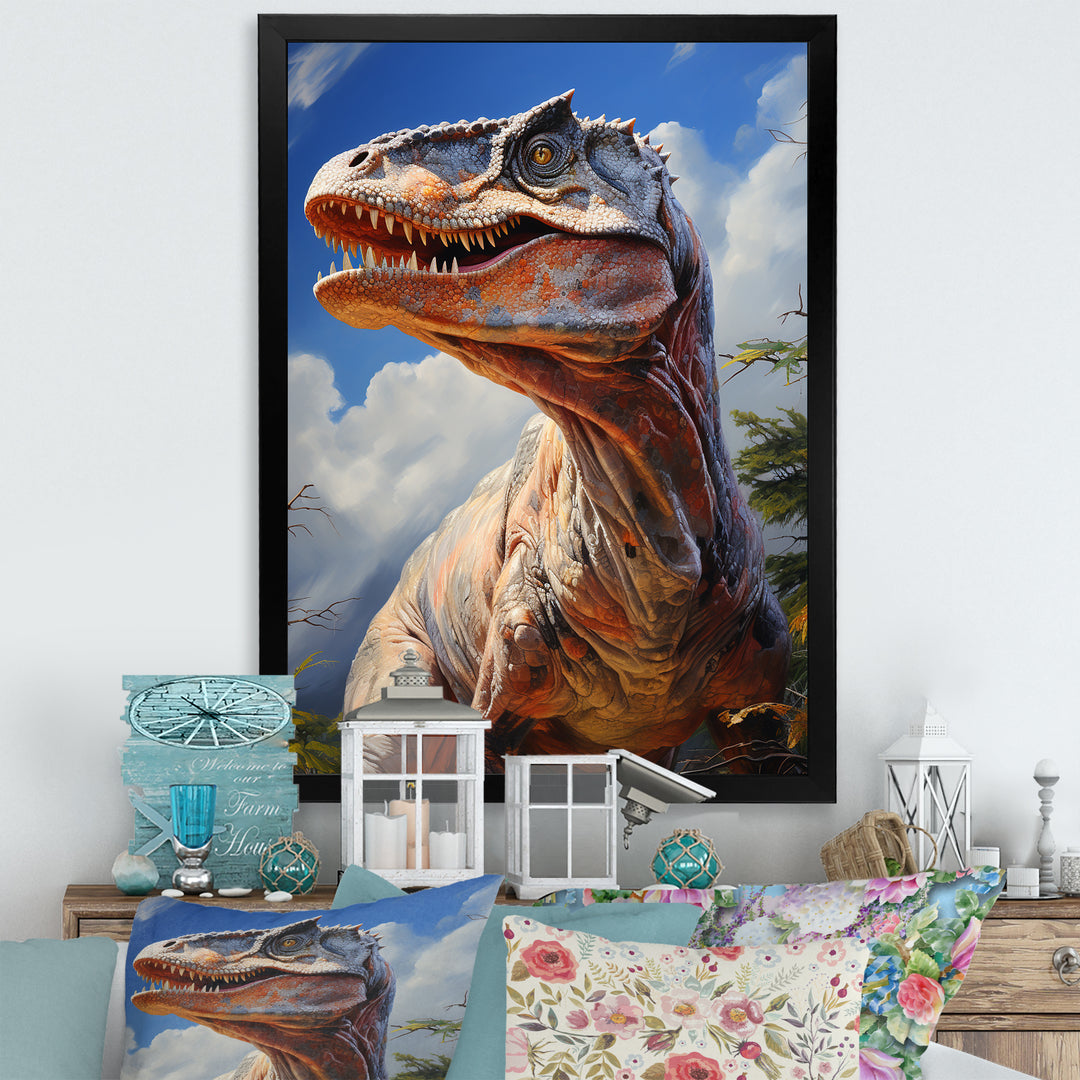 Prehistoric Velociraptor portrait - Dinosaur Large Canvas Wall Art