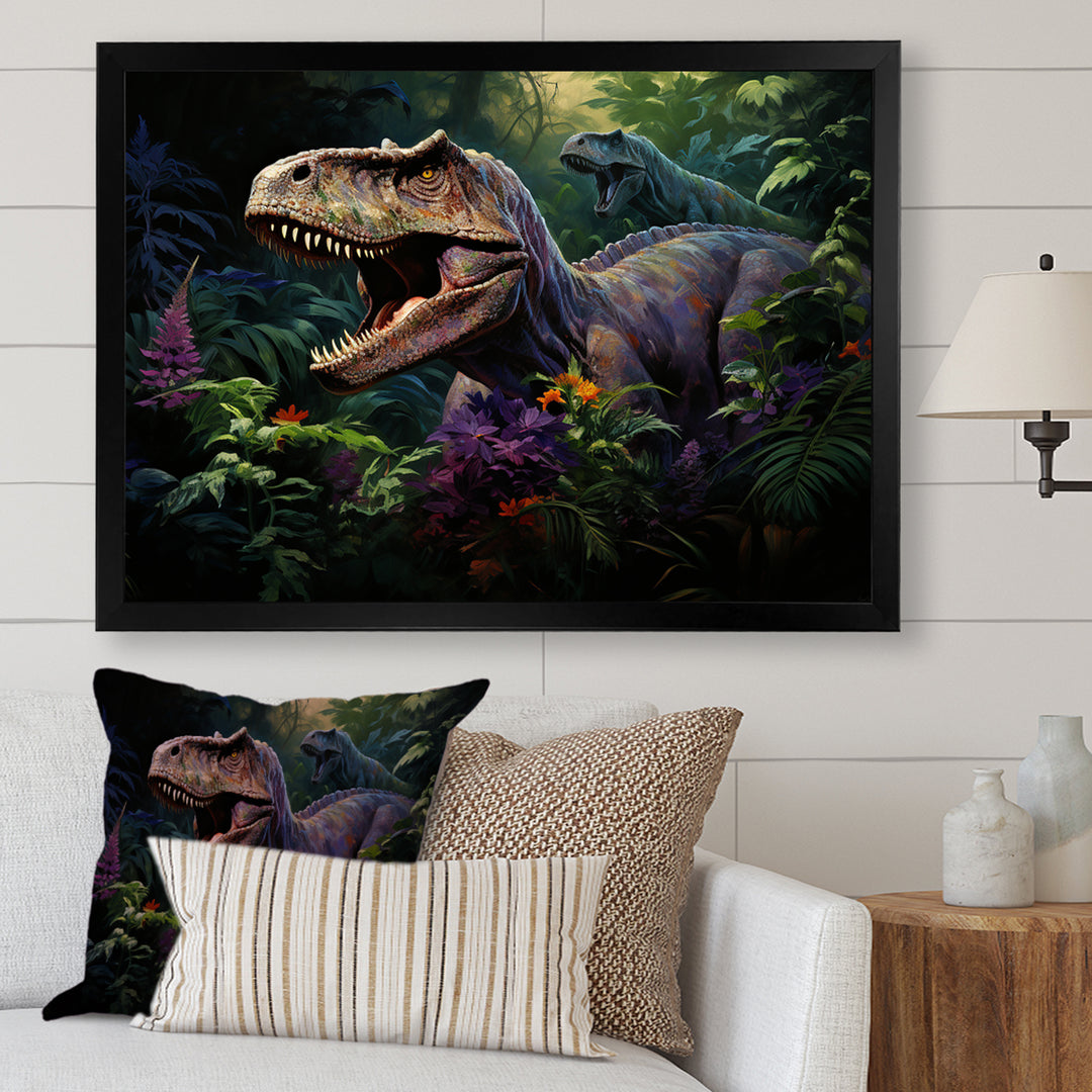 Prehistoric Velociraptors in the jungle - Dinosaur Home Decor Art