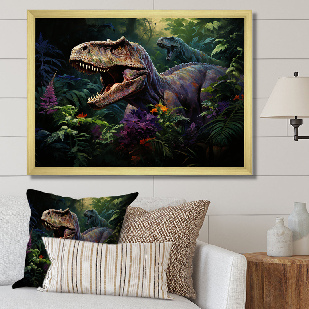 Prehistoric Velociraptors in the jungle - Dinosaur Home Decor Art