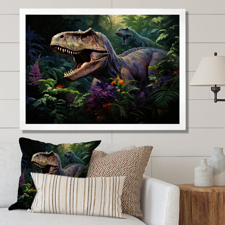 Prehistoric Velociraptors in the jungle - Dinosaur Home Decor Art
