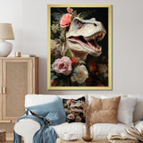 Floral Velociraptor jungle portrait - Dinosaur Wall Decor