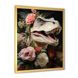 Floral Velociraptor jungle portrait - Dinosaur Wall Decor
