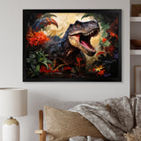 Floral Tyrannosaurus Dinosaur jungle portrait - Dinosaur Wall Decor