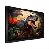 Floral Tyrannosaurus Dinosaur jungle portrait - Dinosaur Wall Decor