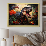 Floral Tyrannosaurus Dinosaur jungle portrait - Dinosaur Wall Decor