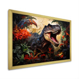 Floral Tyrannosaurus Dinosaur jungle portrait - Dinosaur Wall Decor