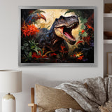 Floral Tyrannosaurus Dinosaur jungle portrait - Dinosaur Wall Decor
