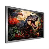 Floral Tyrannosaurus Dinosaur jungle portrait - Dinosaur Wall Decor