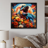 Orange Rainbow Tyrannosaurus jungle portrait - Dinosaur Wall Art Prints
