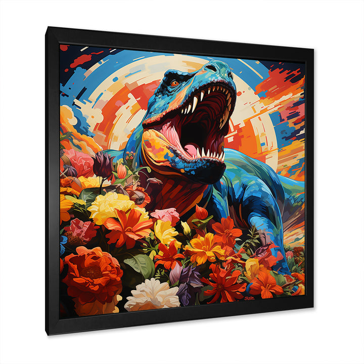 Orange Rainbow Tyrannosaurus jungle portrait - Dinosaur Wall Art Prints
