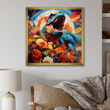 Orange Rainbow Tyrannosaurus jungle portrait - Dinosaur Wall Art Prints
