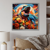 Orange Rainbow Tyrannosaurus jungle portrait - Dinosaur Wall Art Prints