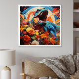 Orange Rainbow Tyrannosaurus jungle portrait - Dinosaur Wall Art Prints