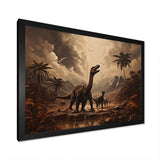 Vintage Jurassic dinosaur landscape II - Animals Canvas Wall Art