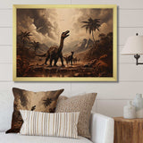 Vintage Jurassic dinosaur landscape II - Animals Canvas Wall Art