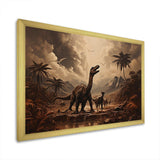 Vintage Jurassic dinosaur landscape II - Animals Canvas Wall Art