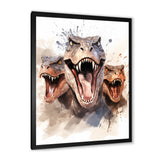 Family Of Velociraptor Dinosaurs Portrait - Dinosaur Framed Canvas Art