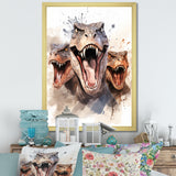 Family Of Velociraptor Dinosaurs Portrait - Dinosaur Framed Canvas Art
