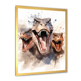 Family Of Velociraptor Dinosaurs Portrait - Dinosaur Framed Canvas Art
