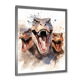 Family Of Velociraptor Dinosaurs Portrait - Dinosaur Framed Canvas Art