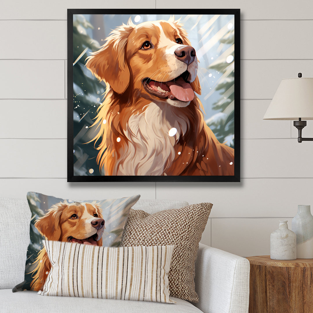 Winter Labrador dog happiness - Dog Large Canvas Wall Art