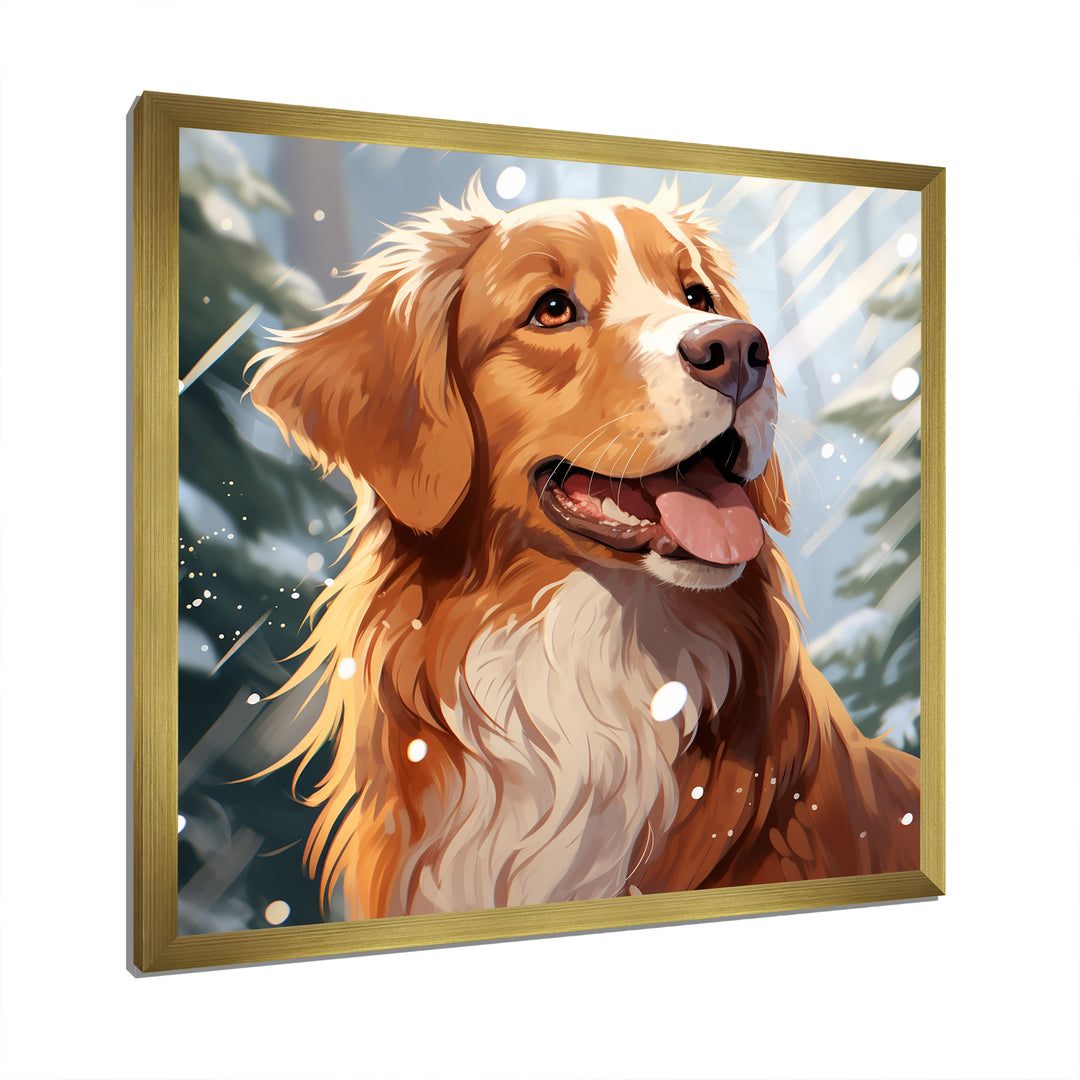 Winter Labrador dog happiness - Dog Large Canvas Wall Art