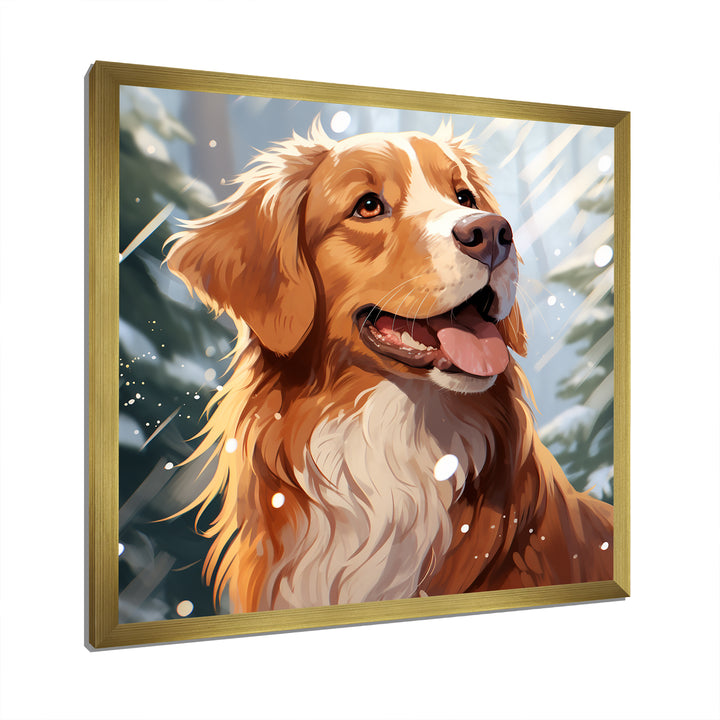Winter Labrador dog happiness - Dog Large Canvas Wall Art