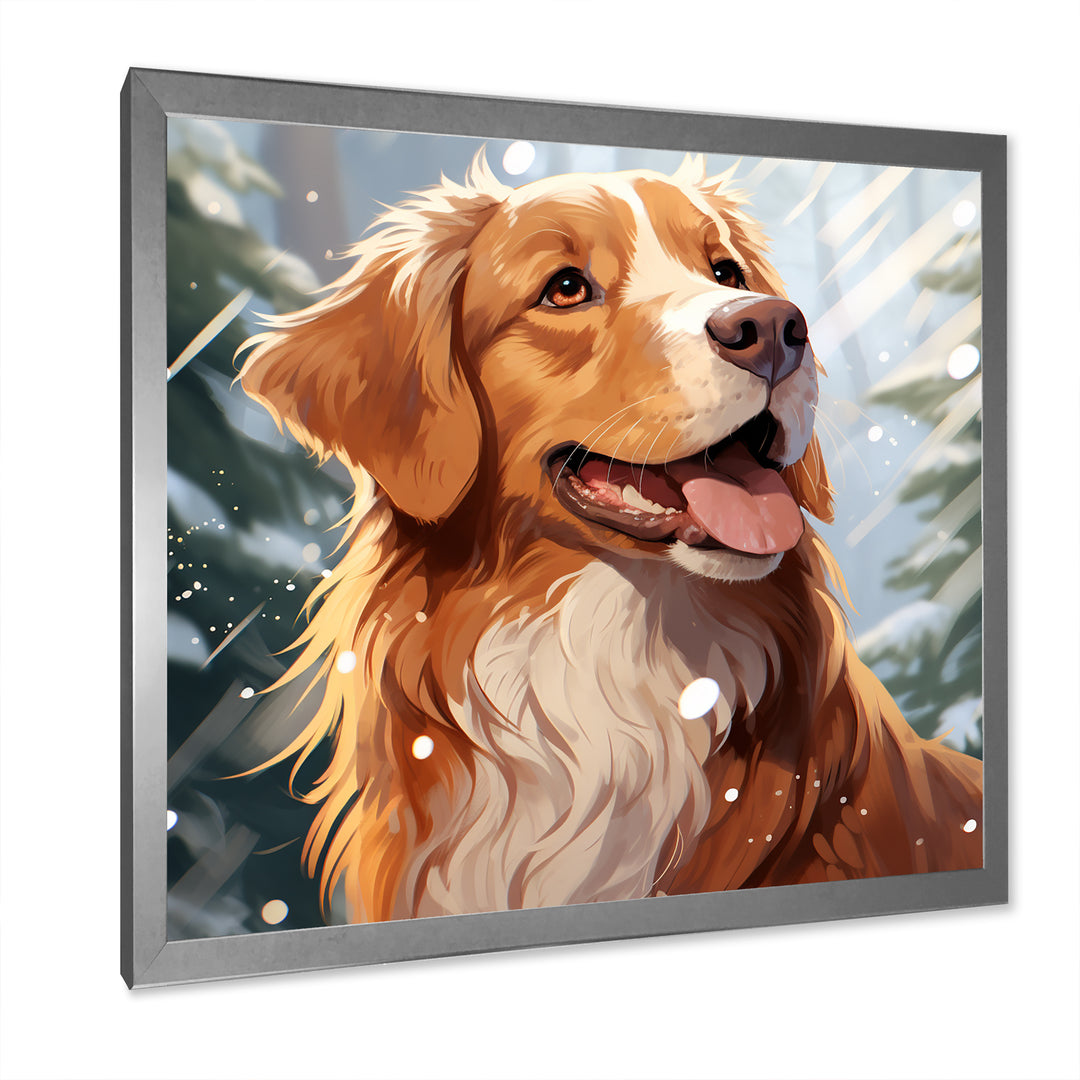 Winter Labrador dog happiness - Dog Large Canvas Wall Art