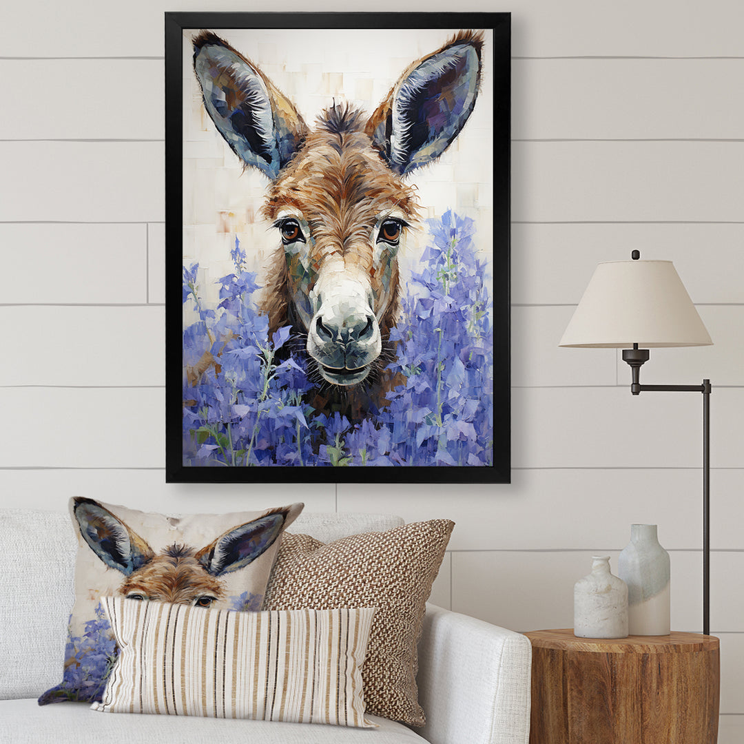 Brown and purple donkey portrait - Donkey Canvas Wall Art