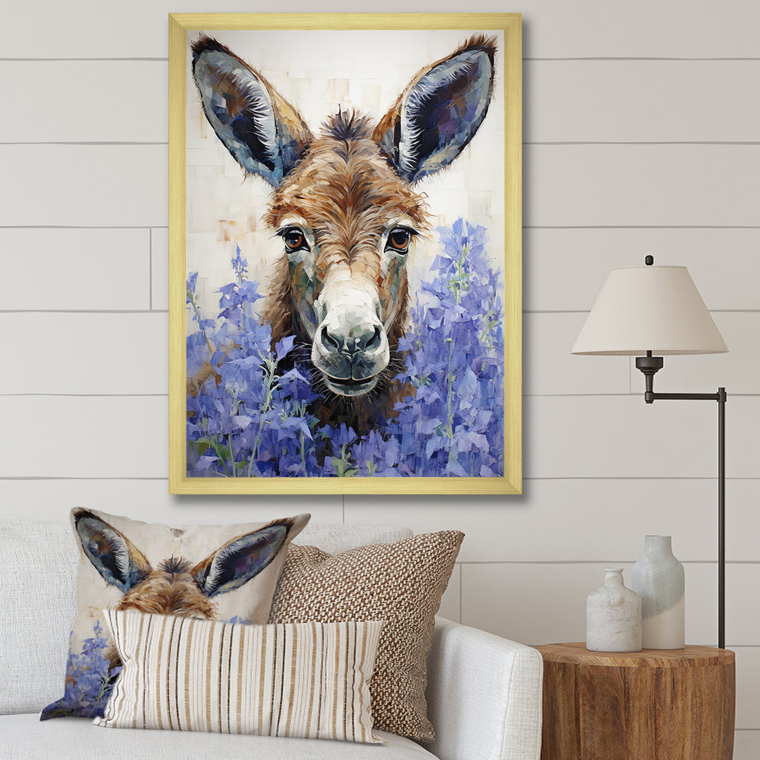 Brown and purple donkey portrait - Donkey Canvas Wall Art