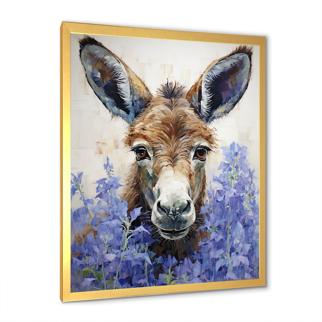 Brown and purple donkey portrait - Donkey Canvas Wall Art