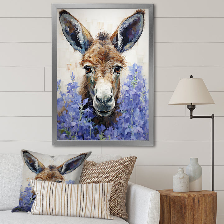 Brown and purple donkey portrait - Donkey Canvas Wall Art