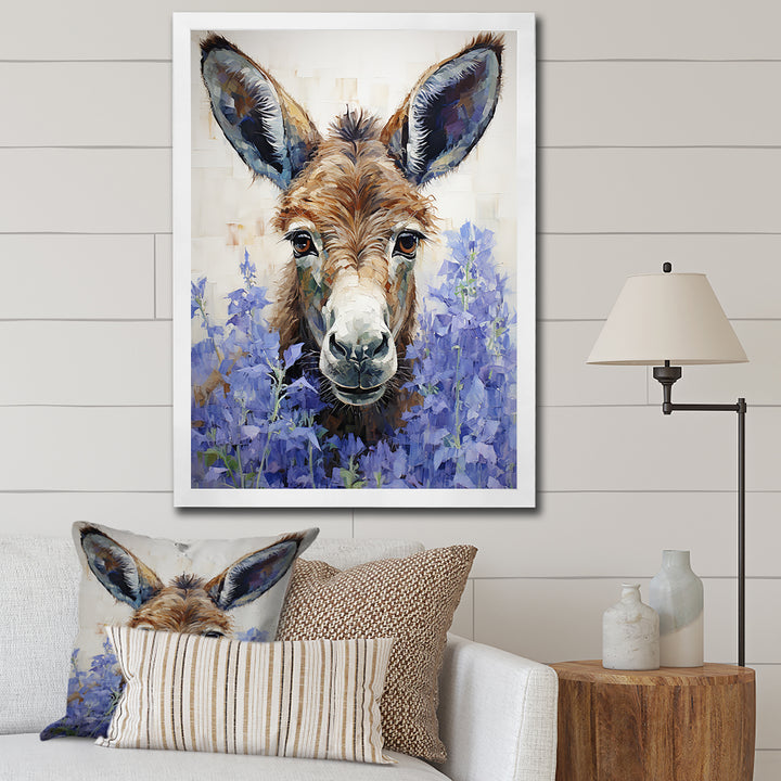 Brown and purple donkey portrait - Donkey Canvas Wall Art