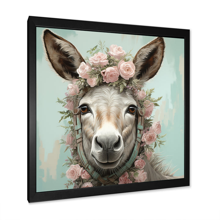 Cute floral donkey portrait - Donkey Wall Decor