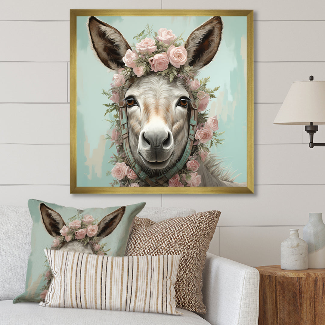Cute floral donkey portrait - Donkey Wall Decor