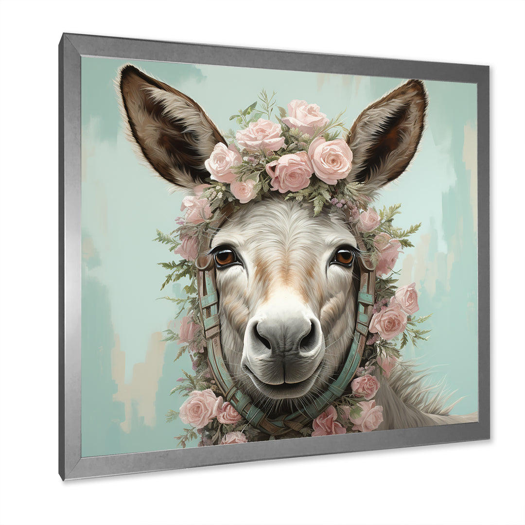 Cute floral donkey portrait - Donkey Wall Decor