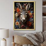 Cute Donkey with color flowers in harmony - Donkey Wall Art Prints
