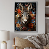 Cute Donkey with color flowers in harmony - Donkey Wall Art Prints