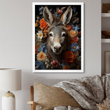 Cute Donkey with color flowers in harmony - Donkey Wall Art Prints