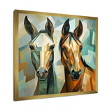 Cubic green and brown horses couple - Brown Horse Wall Art