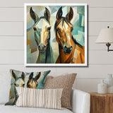 Cubic green and brown horses couple - Brown Horse Wall Art
